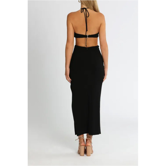 Bec + Bridge Iris Dress Black Halter Maxi Cutout Backless Stretch Women Sz 4 - Picture 5 of 14